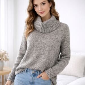 Whistles Alpaca Blend Turtleneck Tunic Sweater XS Gray Minimalist Gorpcore